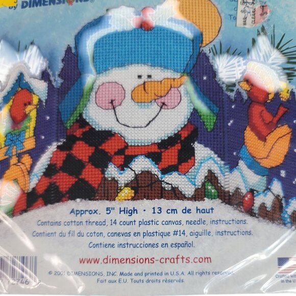 Dimensions Whimsies Counted Cross Stitich Kit 5" Tall Snowman #72746 2001 NEW - Picture 3 of 5